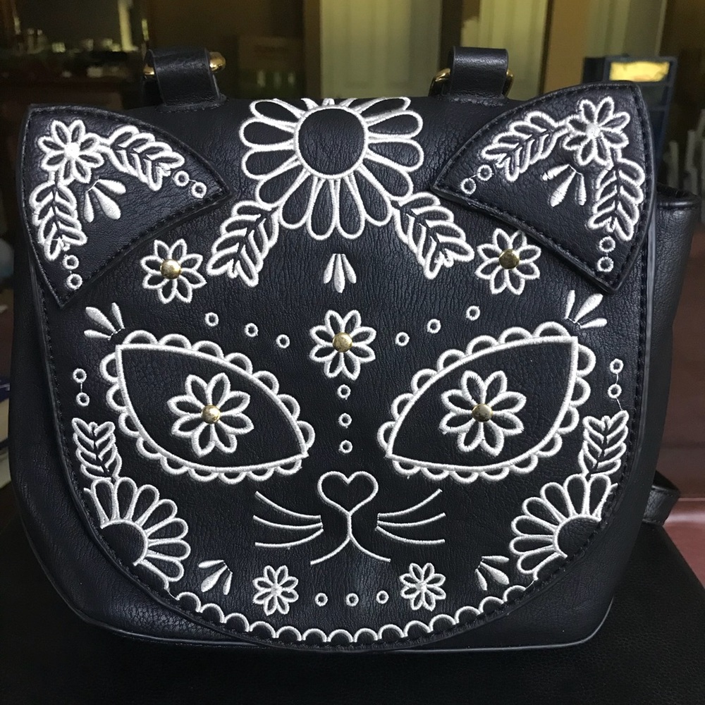 Loungefly sugar skull cat purse